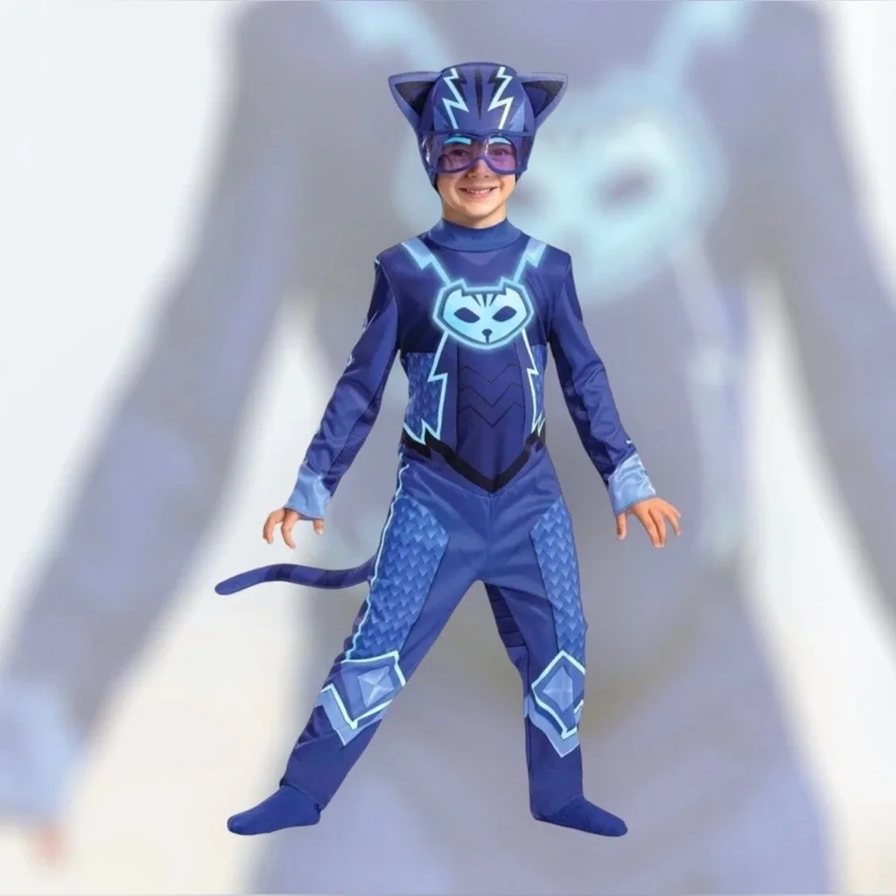 PJ Masks Toddler Kids Catboy Glow in the Dark Jumpsuit Costume - 3T-4T